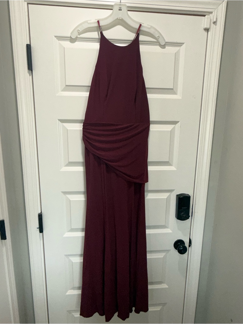 Sleeveless Ruched Maxi Dress in Deep Wine